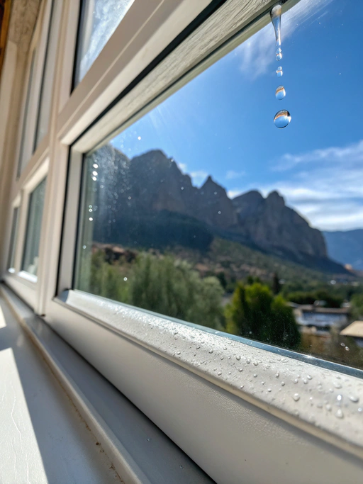 Sparkling clean window with a view of the Rocky Mountains